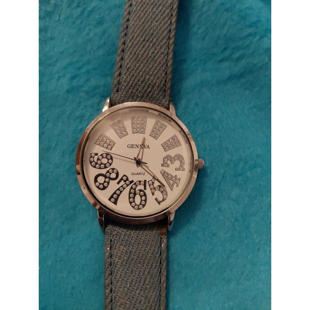 Geneva Blue Denim Women's With Bold Numbers With Glitter